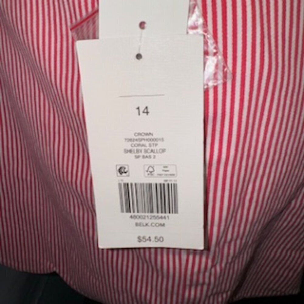 Crown & Ivy Ladies Watermelon and white striped shorts size 14 NWT. 4” inseam. S - Picture 12 of 12